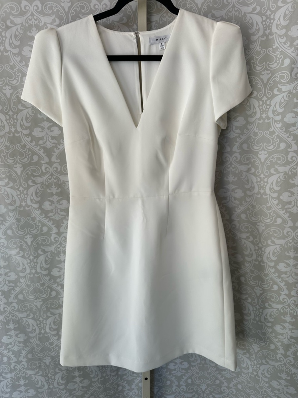 Milly White V-Neck Short Sleeve Mini Dress